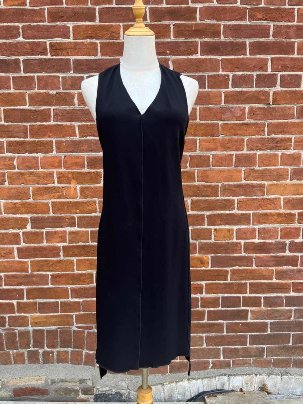 rag & bone Black Sleeveless V-Neck Midi Dress with Backless Cutout
